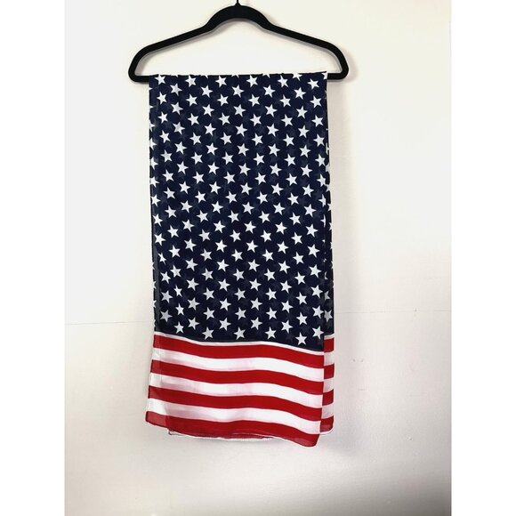 American Flag USA Americana Scarf Sheer Turning Point Head Scarf Wrap Shawl Chic - Picture 2 of 5